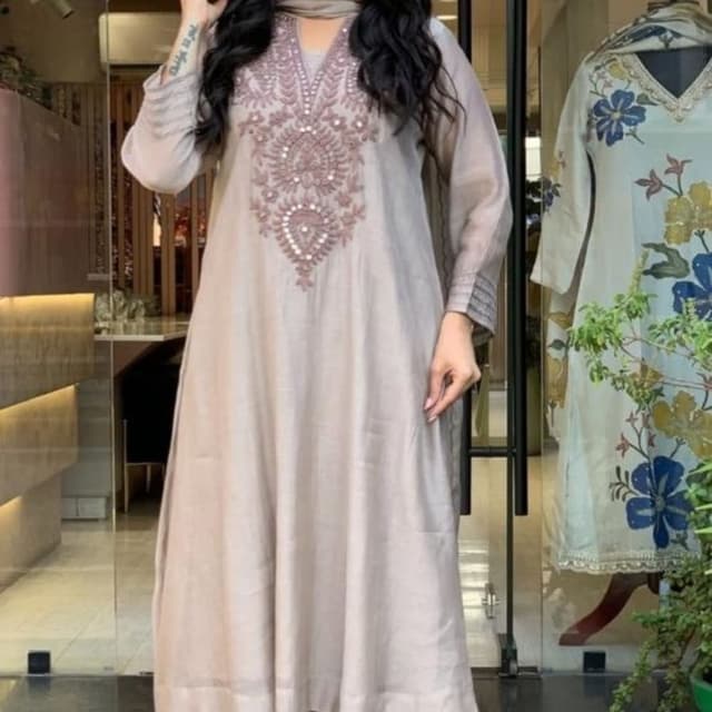 Taupe and Mauve Kurta