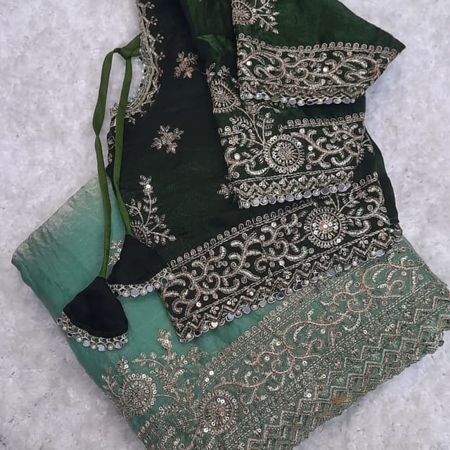 Emerald Green and Seafoam Green with Silver Salwar Kameez Suit