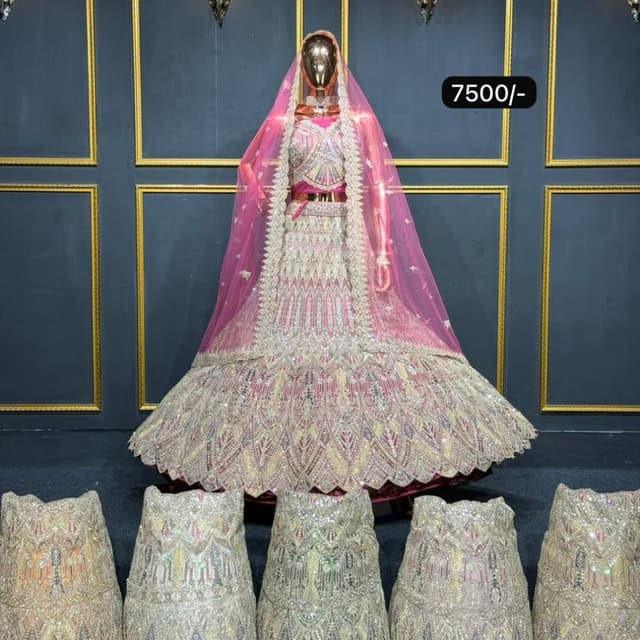 Pink, Silver, Gold Lehenga Choli