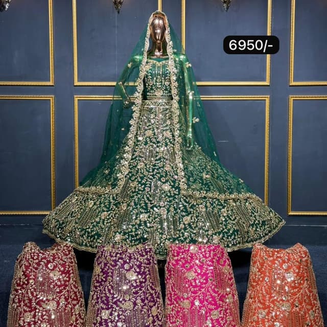 Emerald Green and Gold Lehenga Choli