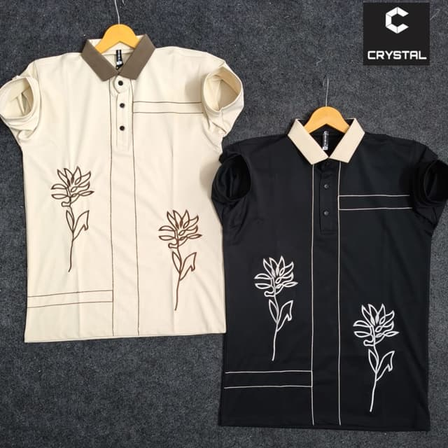 Off-white with brown accents and black with white accents Polo Shirt