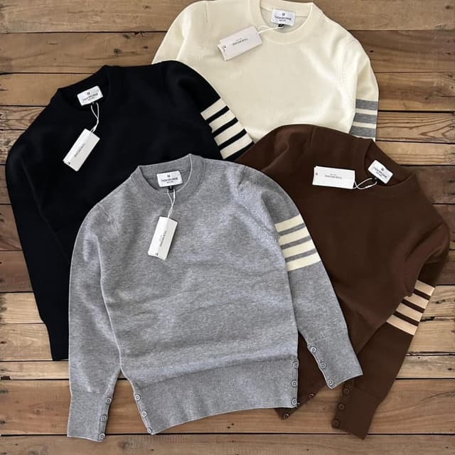 Black, Cream, Gray, Brown with Cream and Gray stripes Sweater