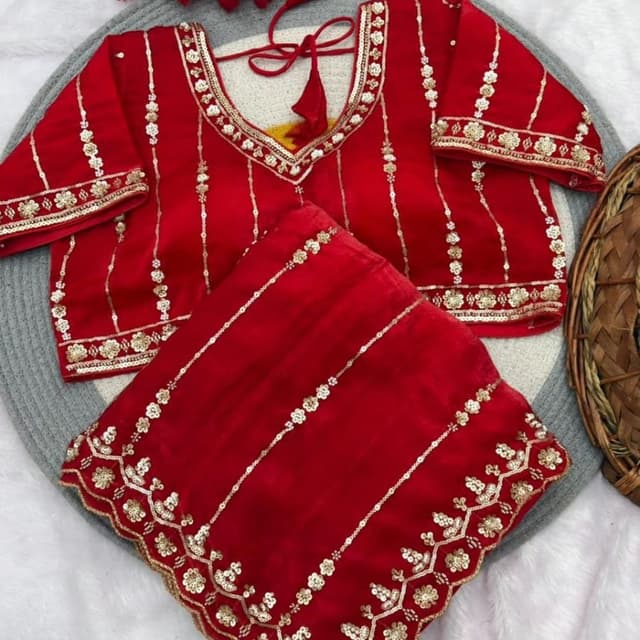 Red and Gold Saree & blouse 