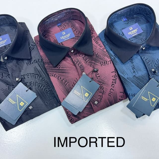 Black, Burgundy, and Blue with black contrast collars Shirt