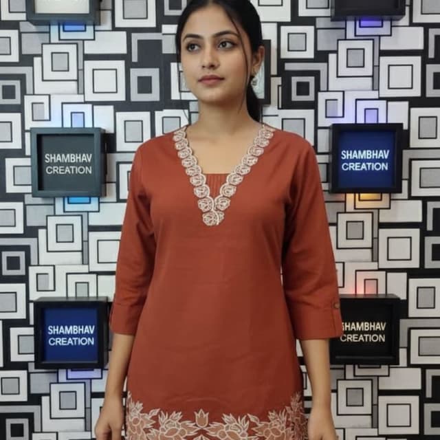 Terracotta and Cream Kurti