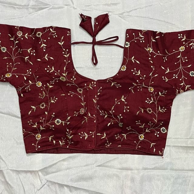 Maroon, Gold, White, Yellow, Green Blouse