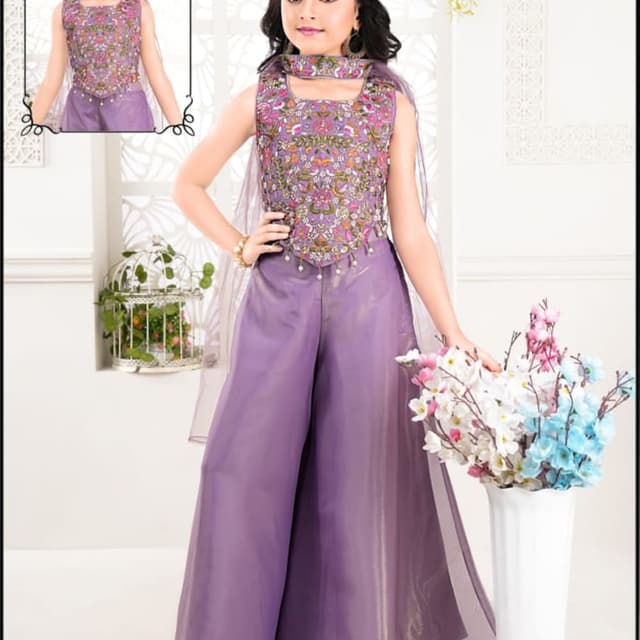 Lavender, with Multicolor Embroidery Jumpsuit with Overlay
