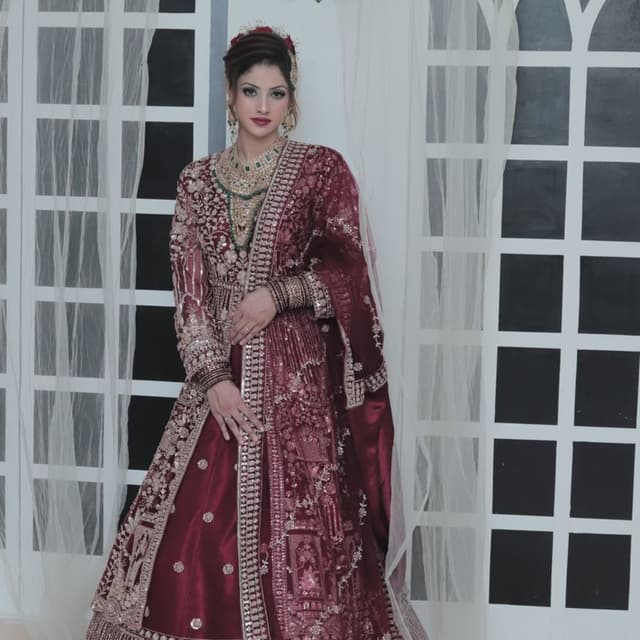 Maroon, Gold Lehenga Choli