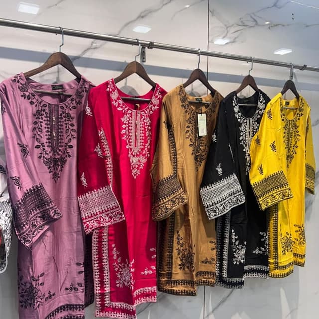 Various, including Pink, Red, Gold, Black, and Yellow Kurti