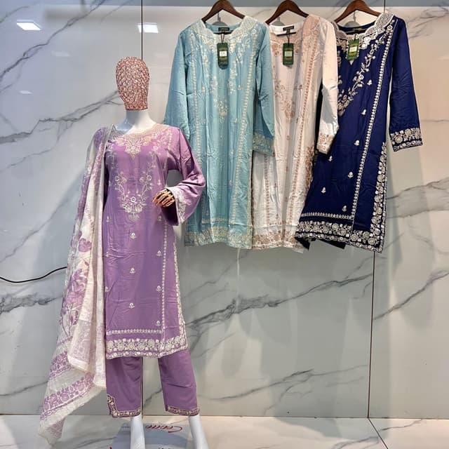 Lavender and White Salwar Kameez