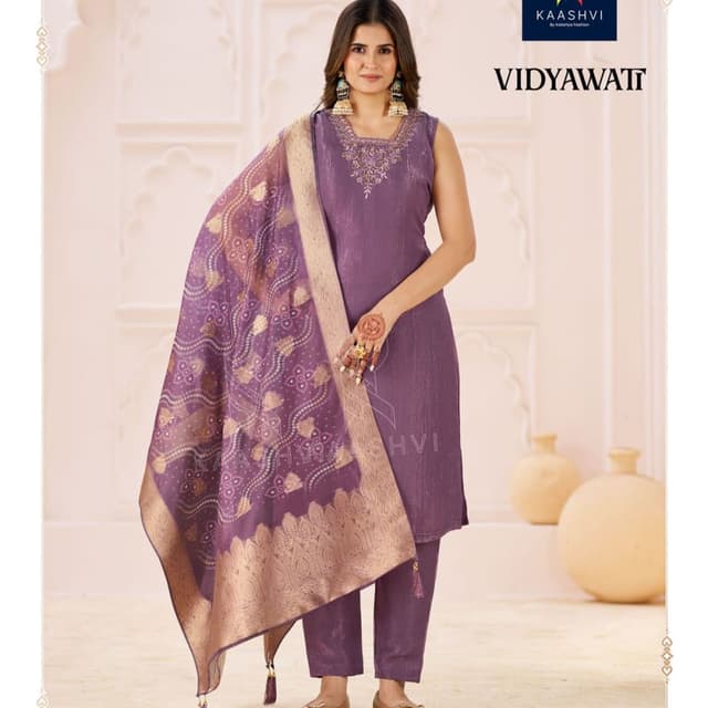Purple, Gold Salwar Kameez