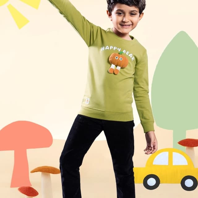 Olive green, black, orange, white Sweatshirt and Pants Set