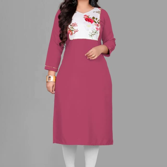 Magenta, White, Red, Green, Gold Kurti