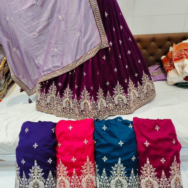 Deep purple with light purple and gold accents Lehenga Choli