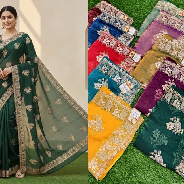 Emerald Green with Gold accents Saree
