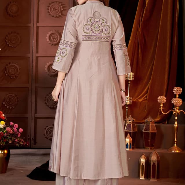 Mauve, Green, Purple, Beige Anarkali Suit