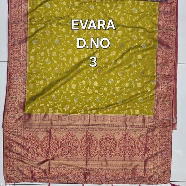 Olive Green and Burgundy Saree