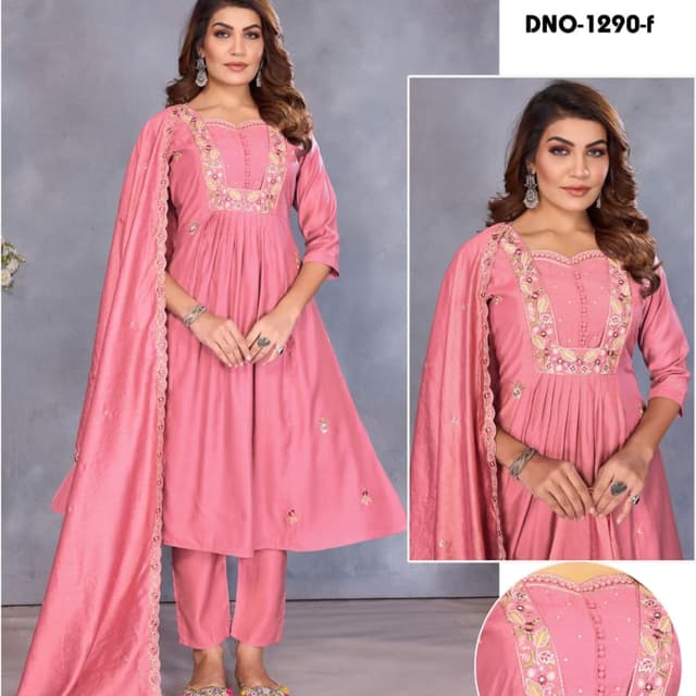 Pink with Gold and White accents Salwar Suit