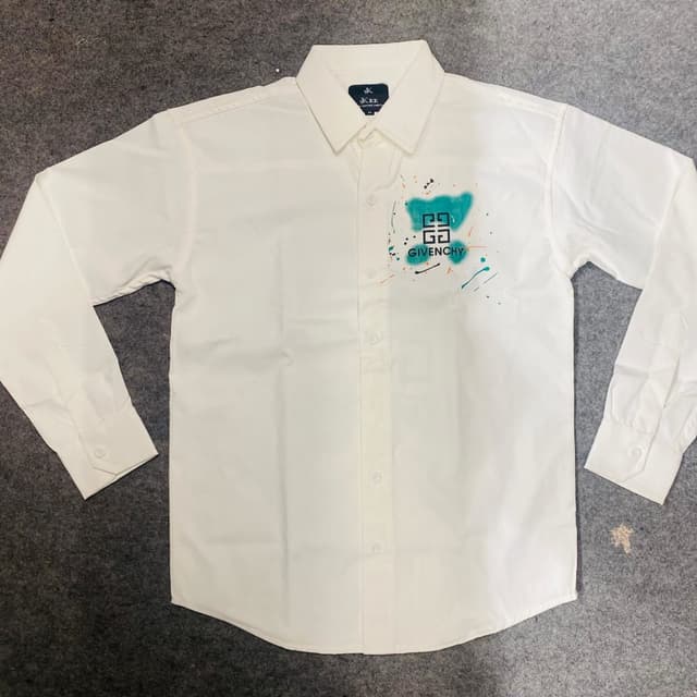 White, Teal, Orange Shirt