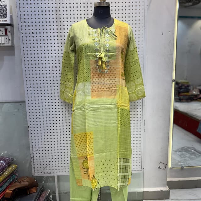 Lime Green, Yellow, Orange Kurti with pants