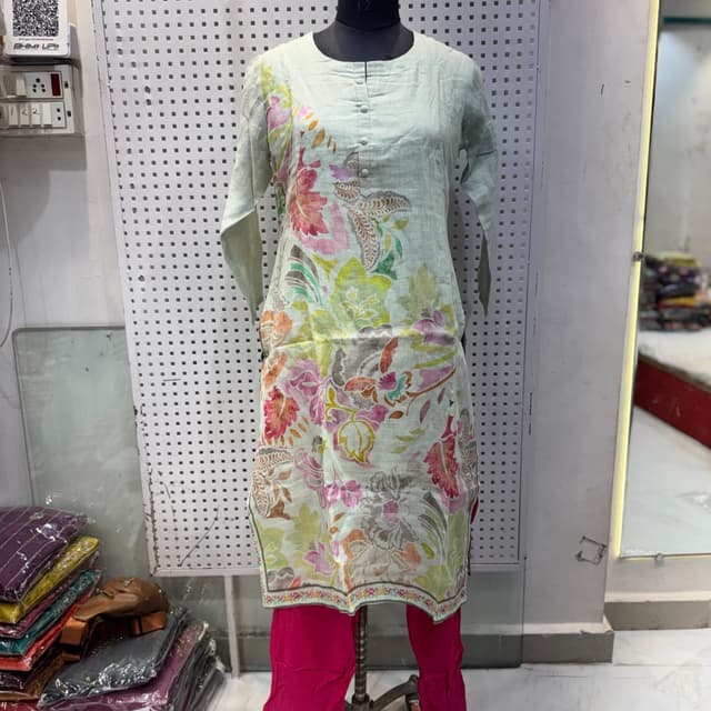 Pale Green, Pink, Yellow, Brown, White Kurta