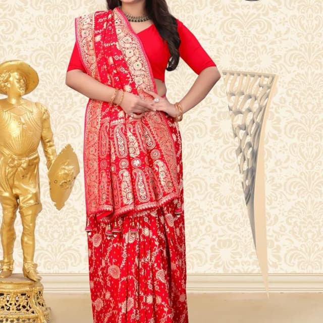 Red and Gold Saree