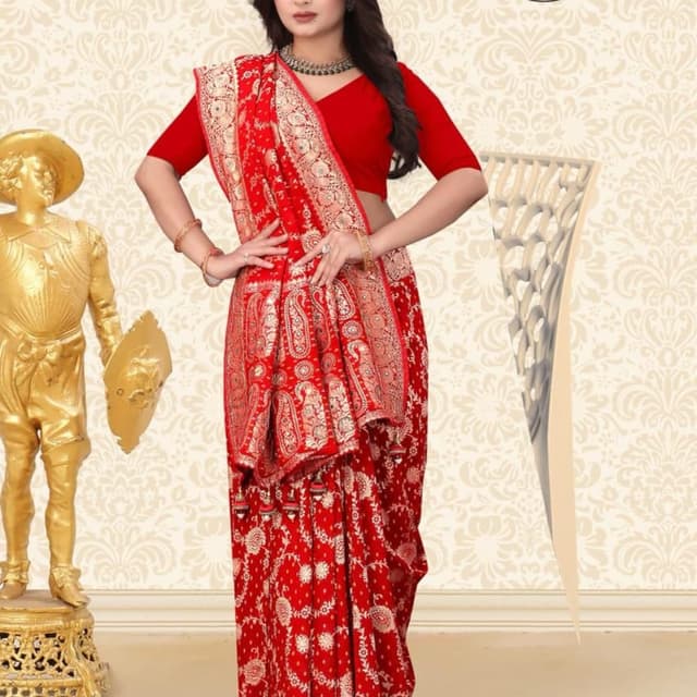 Red and Gold Saree