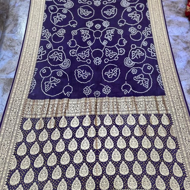 Navy blue and gold Saree