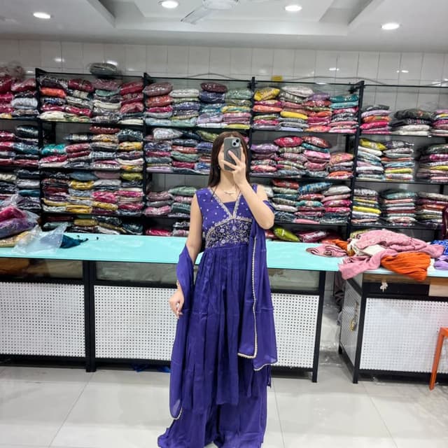 Blue with gold accents Sharara suit