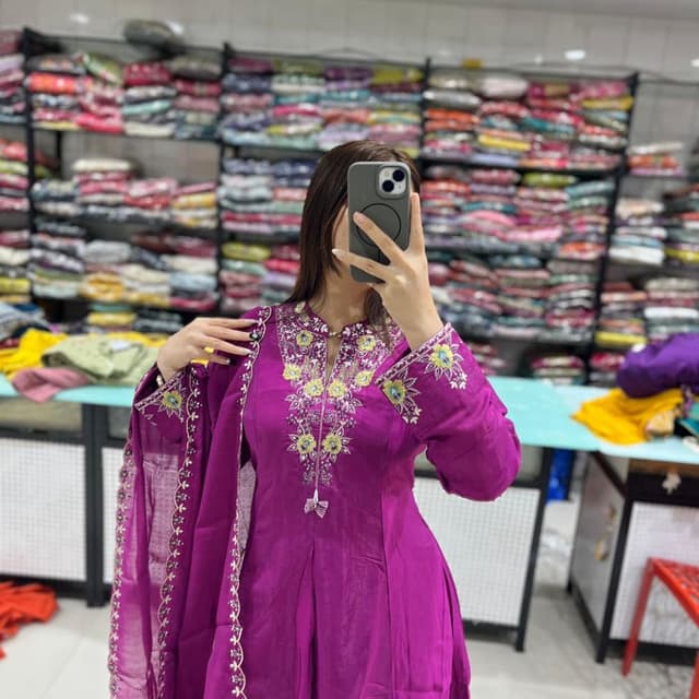 Magenta, Yellow, Green, Silver Anarkali Suit