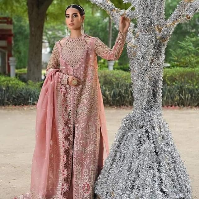 Dusty Rose, Gold Anarkali Suit