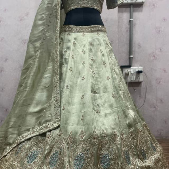 Sage Green, Gold, Teal Lehenga Choli