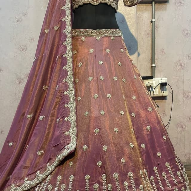 Mauve, Gold Lehenga Choli