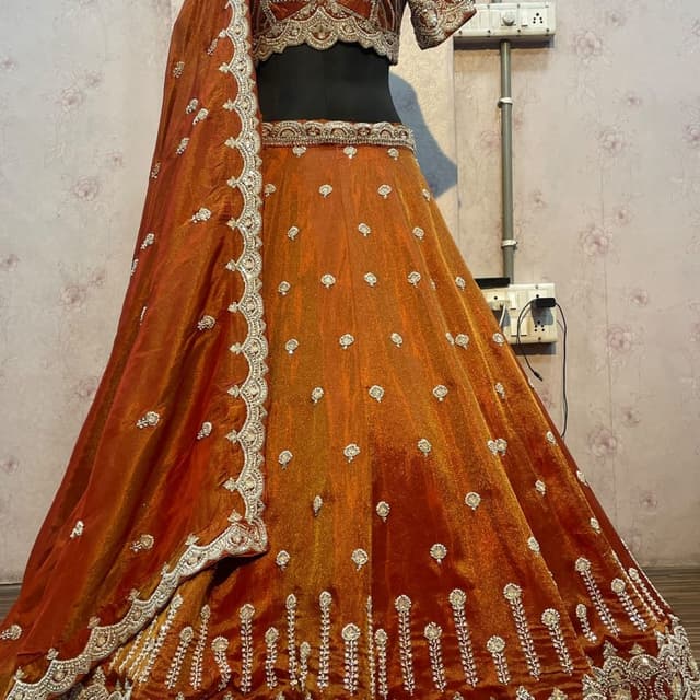 Orange and Gold Lehenga Choli