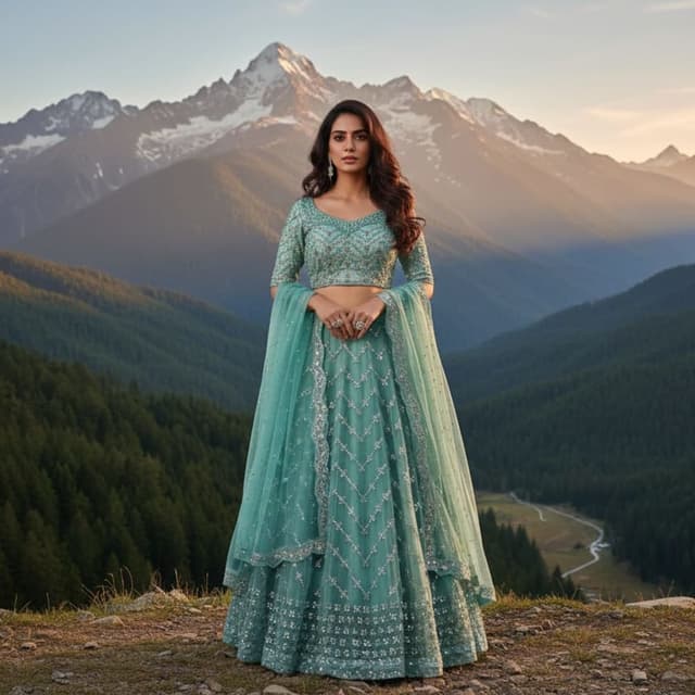 Aqua, Silver Lehenga Choli