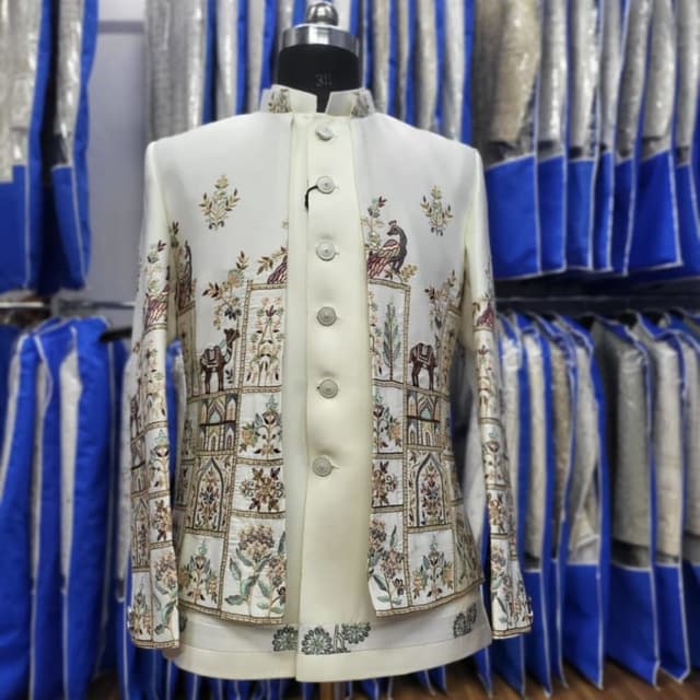 Ivory, Beige, Brown, Green, Gold Jacket