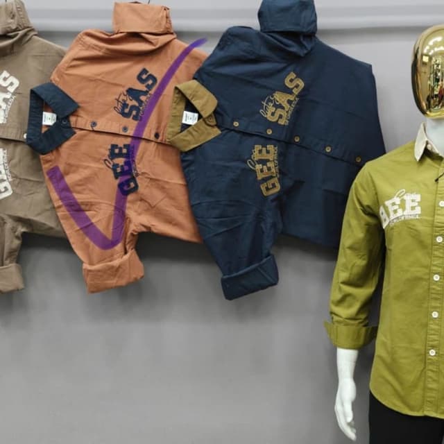 Brown, Navy, Olive Green Shirt