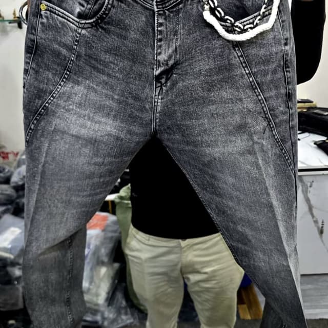 Charcoal gray with white accents Jeans