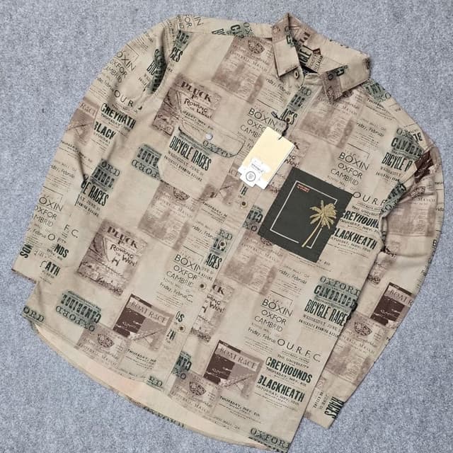 Beige, Brown, Green Shirt