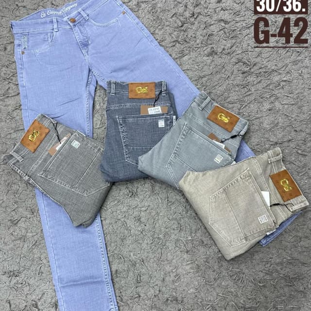 Various shades of Blue, Gray, and Beige Jeans