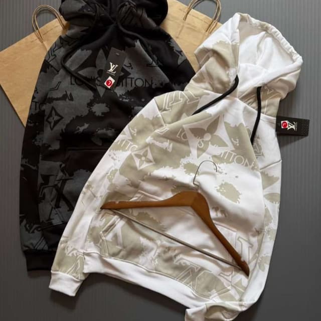 Black and Gray, White and Beige Hoodie