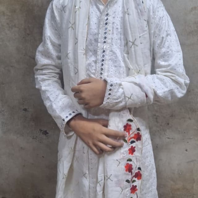 White, Red, Gold Kurta with Dupatta