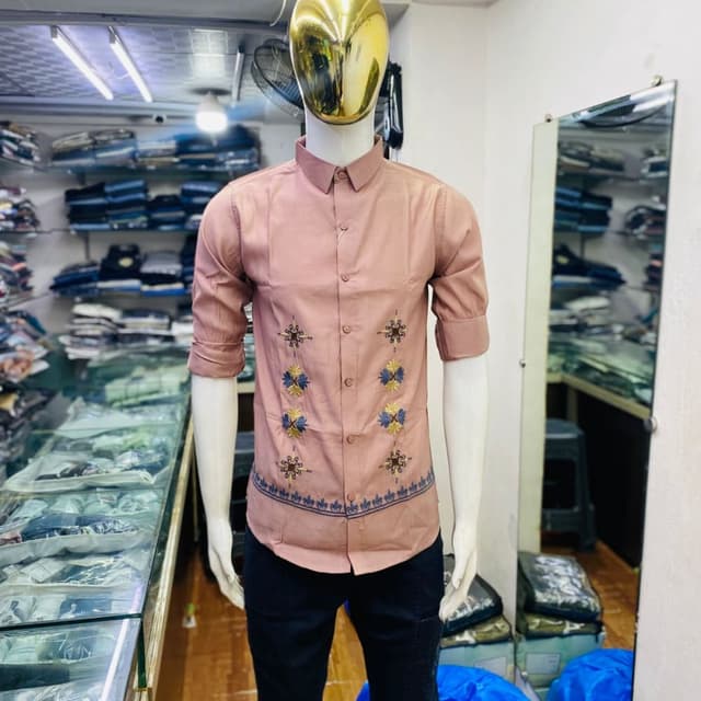 Mauve, blue, gold, and brown Shirt