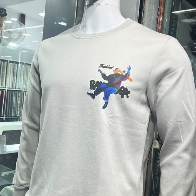 Light grey base with a multicolored graphic print Sweatshirt