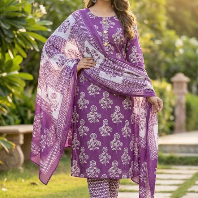 Purple and White Salwar Suit