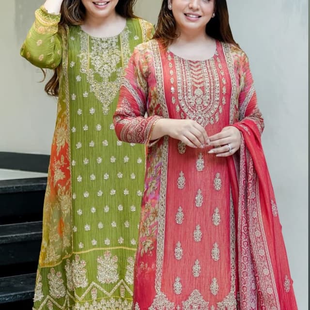 Green and Red with Gold accents Salwar Kameez