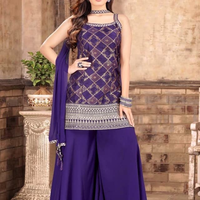 Purple and Gold Palazzo Suit