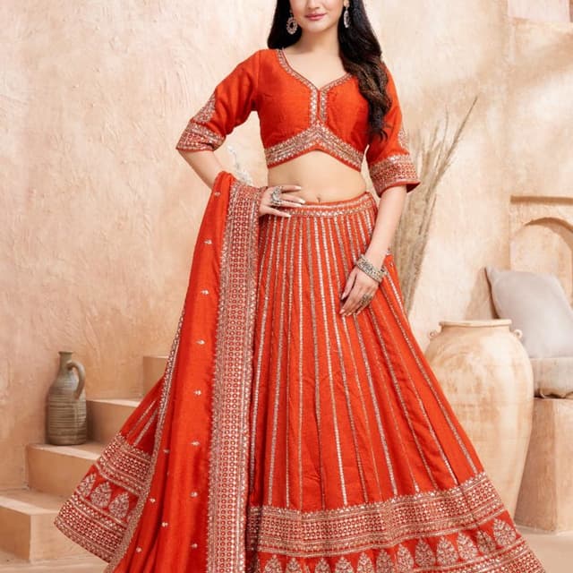 Red and Silver Lehenga Choli