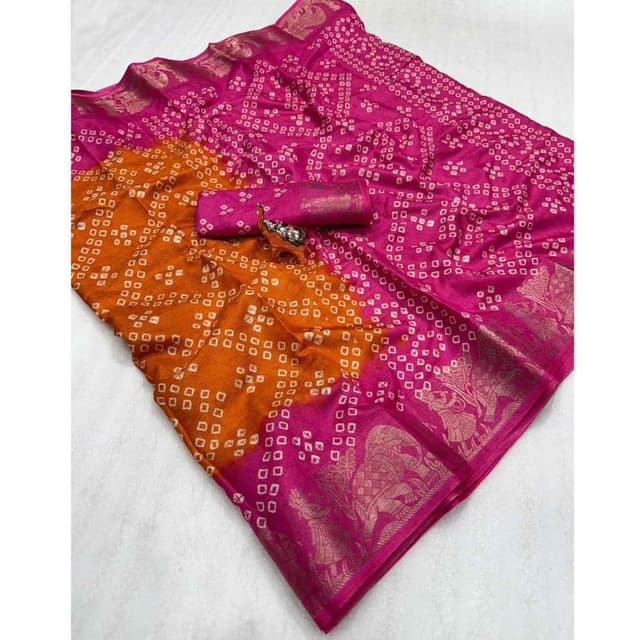 Pink and Orange Saree