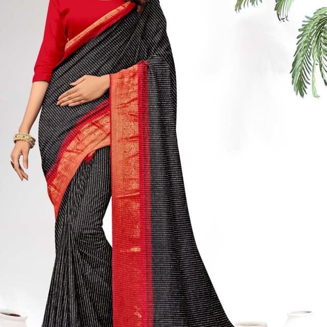 Black, Red, Gold Saree